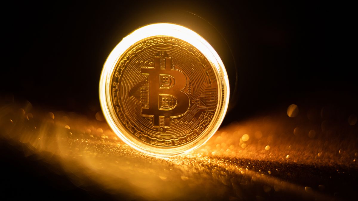 Bitcoin coin with golden glow