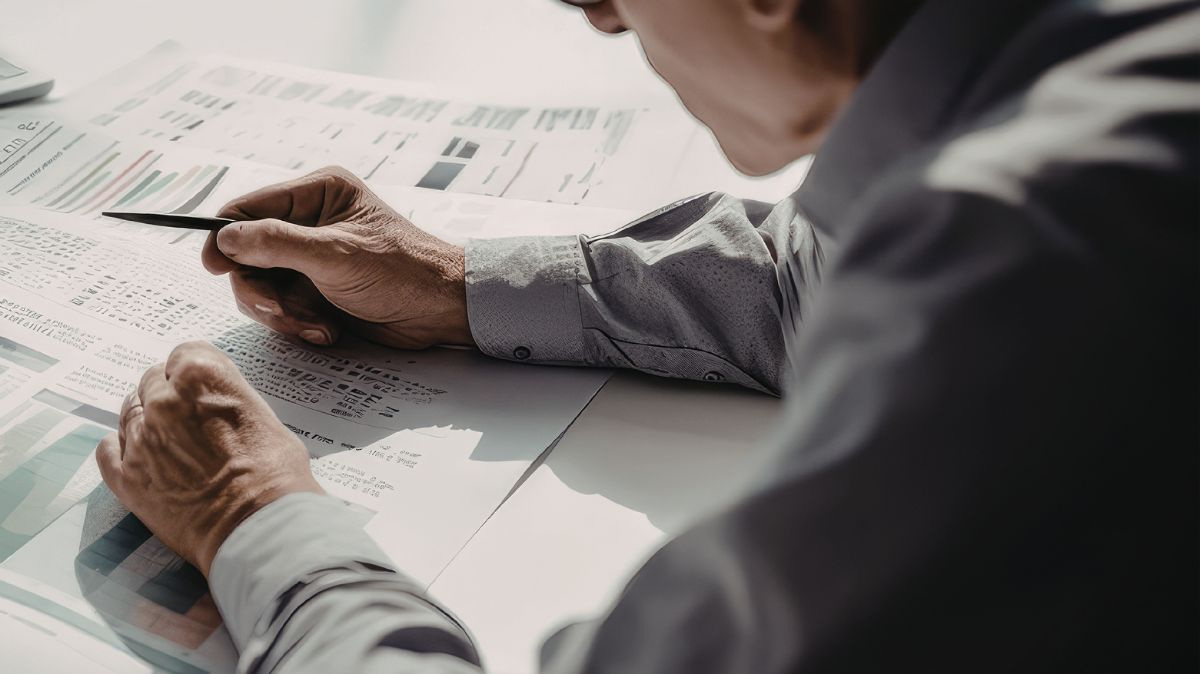 Investor reviewing financial documents